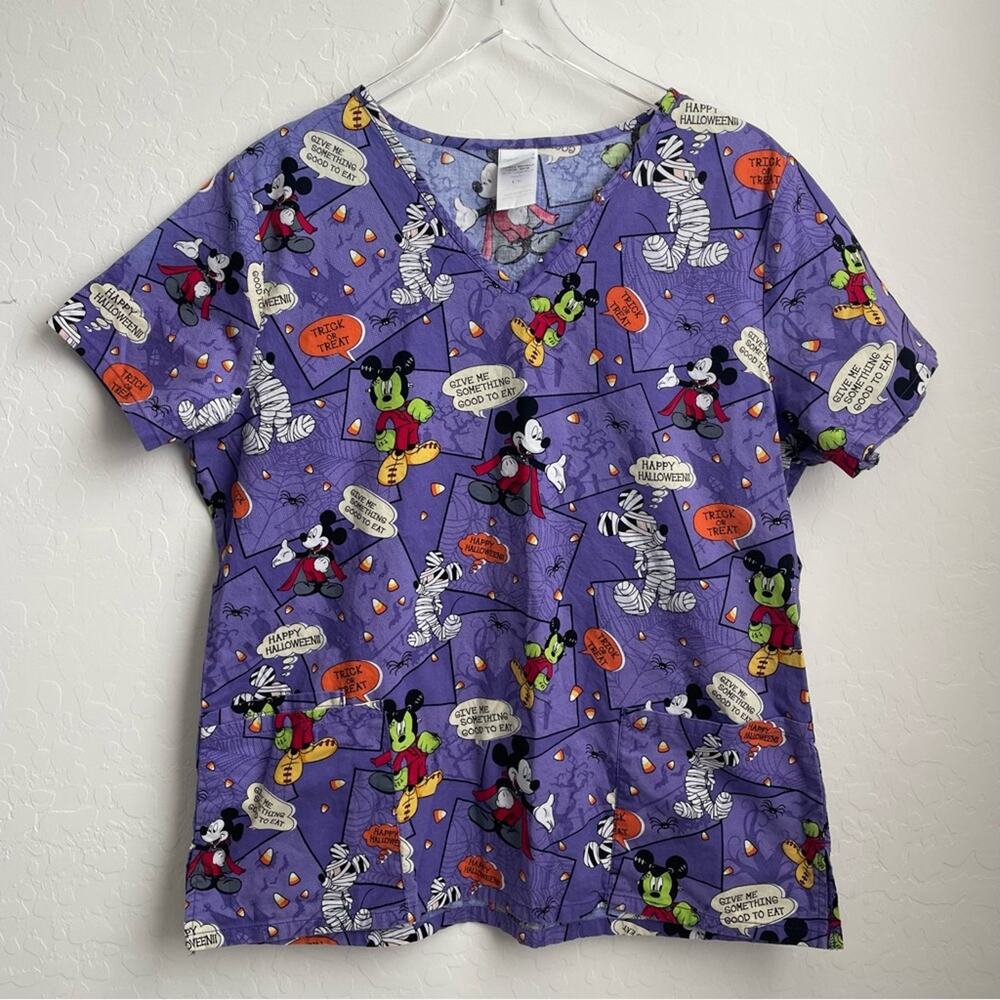 Disney Halloween Scrubs Mickey Mouse Candy Corn Mummy Vampire Large